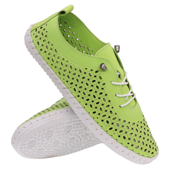 Obuwie damskie sportowe półbuty ażurowe skórzane Barefoot