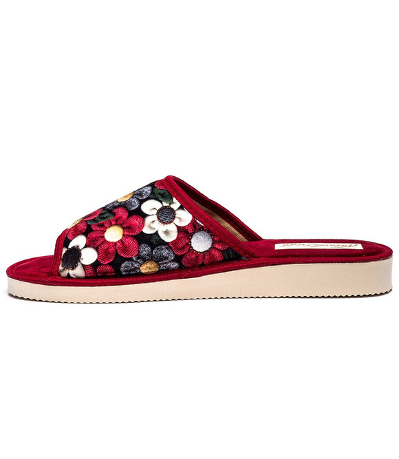 Kapcie damskie obuwie domowe odkryte palce kwiaty