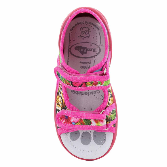 Kapcie dziecięce tekstylne sandałki na rzepy