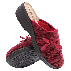 Kapcie damskie obuwie domowe wysokie Kokardka