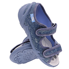 Kapcie dziecięce tekstylne sandałki na rzepy