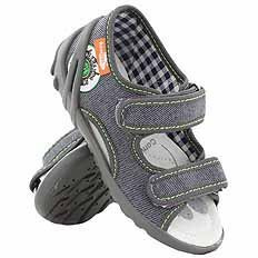 Kapcie dziecięce tekstylne sandałki na rzepy