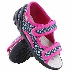 Kapcie dziecięce tekstylne sandałki na rzepy