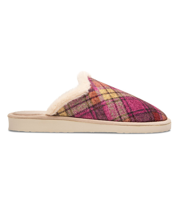 Kapcie damskie obuwie domowe w kratę