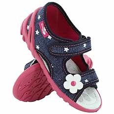 Kapcie dziecięce tekstylne sandałki na rzepy