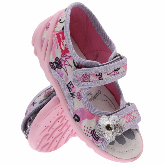 Kapcie dziecięce tekstylne sandałki na rzepy