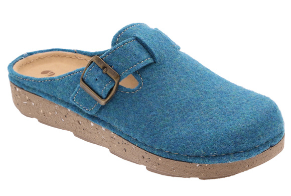 Kapcie damskie wygodne obuwie domowe Filc z klamrą