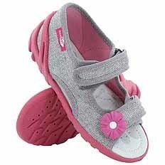 Kapcie dziecięce tekstylne sandałki na rzepy