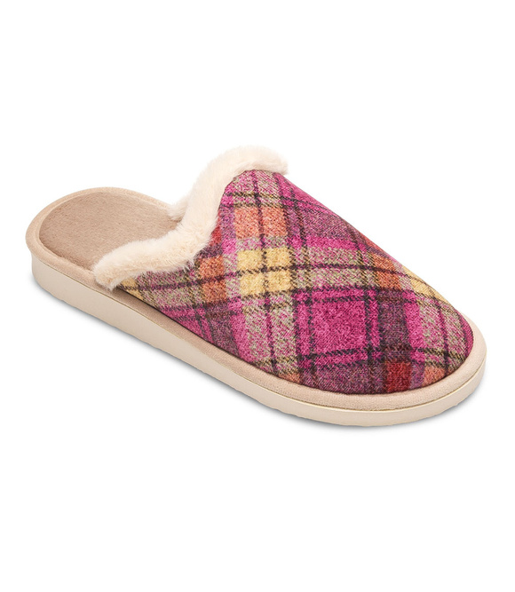 Kapcie damskie obuwie domowe w kratę