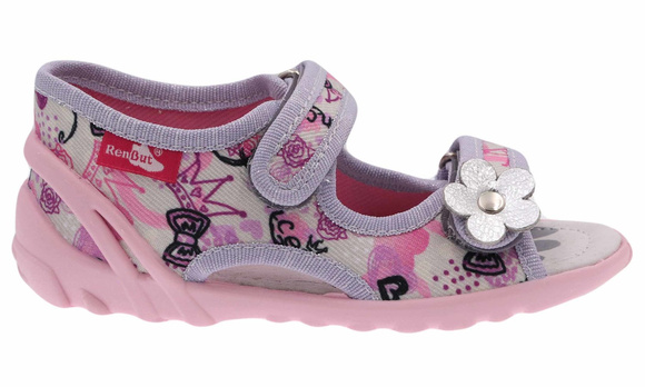 Kapcie dziecięce tekstylne sandałki na rzepy