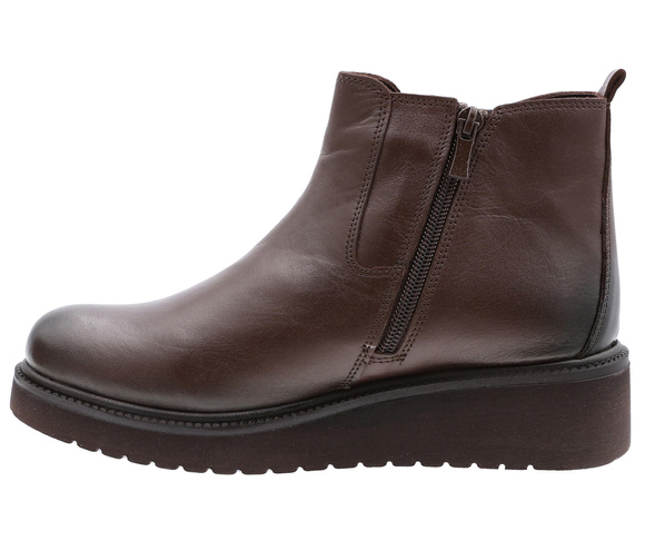 Botki skórzane zimowe niskie damskie na suwak